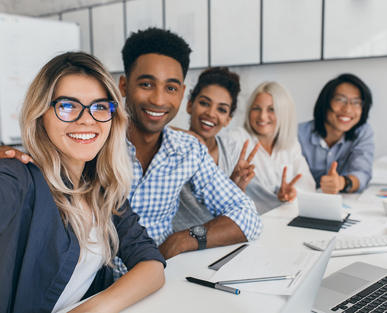 Group of diverse colleagues smiling